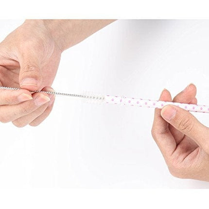 SUBANG 50 Pack Reusable Straws, BPA-Free, 9" Colorful Hard Plastic Stripe Drinking Straw for Mason Jar Tumbler, Family or Party Use With Cleaning Brush