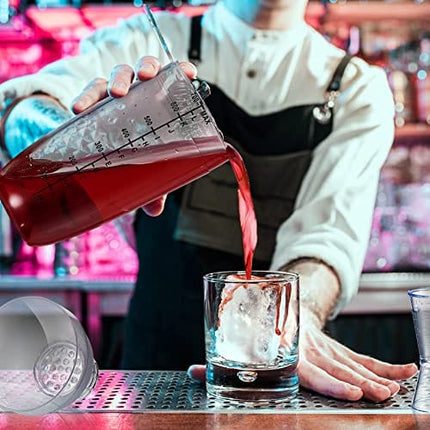 Suclain 8 Pcs Plastic Cocktail Shaker Set 6 Pcs 24 oz Drink Shaker 2 Pcs Double Measuring Jigger Clear Plastic Shaker Bottle Tea Drink Mixer Cocktail Measuring Cup for Bar Party Kitchen Tools