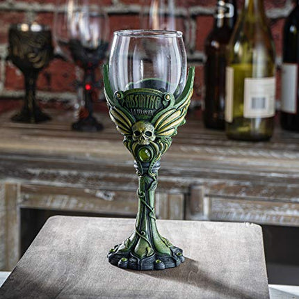 Summit Collection Absinthe La Fee Verte Green Fairy Wine Goblet Wine Glass 6.5 inches Tall 7 fl oz Chalice