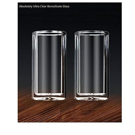 Sun's Tea(tm) 16oz Ultra Clear Strong Double Wall Insulated Thermo Glass Tumbler Highball Glass for Beer/cocktail/lemonade/iced Tea, Set of 2 (Made of Real Borosilicate Glass, Not Plastic)