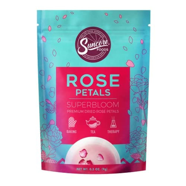 Suncore Foods Dried Rose Petals Bloom, Caffeine-Free Tea, Gluten-Free, Non-GMO, 0.3oz (1 Pack)