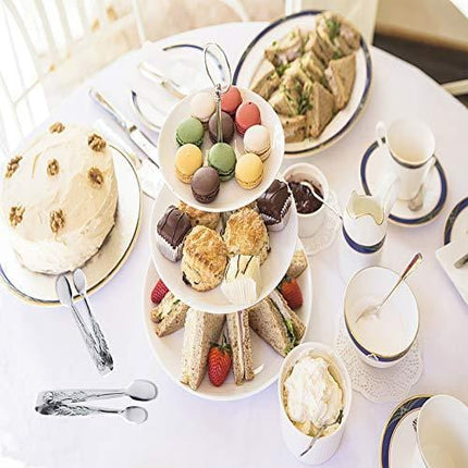 3PCS Mini Serving Tongs, 4Inch Rose Stainless Steel Sugar Cube Tongs, Sliver Small Ice Tongs for Tea and Coffee Party, Appetizers, Desserts by Sunenlyst