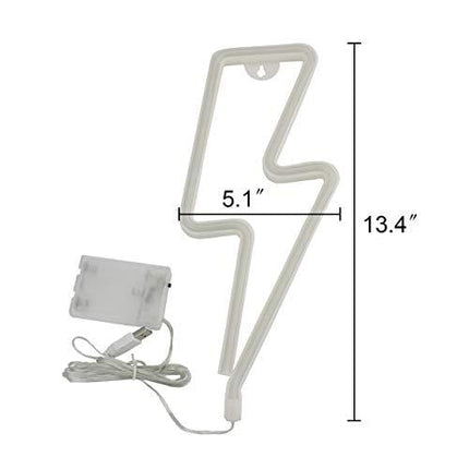 Sunnyglade USB Charging/Battery LED Neon Decorative Lights,Neon Sign Shaped Decor Light, Wall Decor for Christmas,Birthday Party, Kids Room, Living Room, Wedding Party Decor (Lightning)