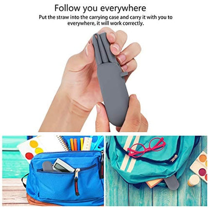 Sunseeke Silicone Straws Set - Odorless, 12 Standard Reusable Drinking Straws, 4 Carry Pouch, 2 Cleaning Brushes, Certificated Food Grade Platinum Silicone - 8 1/2" Long