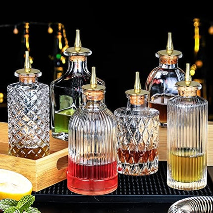 Bitters Bottles Set of 6 - Glass Dasher Bottles with Dash Top and Stopper Great Dispenser Bottle For Your Bitters Great for homemade Cocktail and Bartender