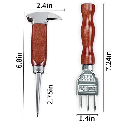 Ice Pick set of 2-7.24 Inch and 6.8Inch Stainless Steel Ice Crusher with Wood Handle, Japanese Style Ice Chipper Ideal for Bars and Home