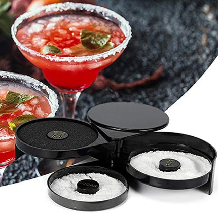 Suwimut 2 Pack 3 Tier Bar Glass Rimmer for Margarita and Cocktail, Bartender Tool, Black