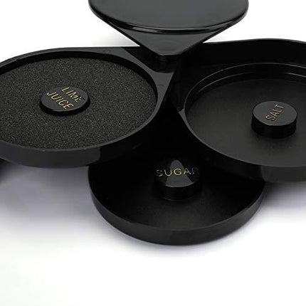 Suwimut 2 Pack 3 Tier Bar Glass Rimmer for Margarita and Cocktail, Bartender Tool, Black