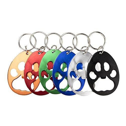 Swatom Bear Paw Keychain Bottle Opener Beer Opener Tool, Key Tag Chain Ring, 6 Piece