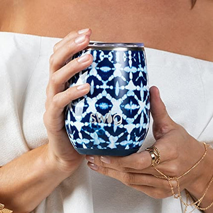 Swig Life 14oz Insulated Wine Tumbler with Lid | 40+ Pattern Options | Dishwasher Safe, Holds 2 Glasses, Stainless Steel Outdoor Wine Glass (Color Swirl)