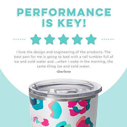 Swig Life 22oz Triple Insulated Stainless Steel Skinny Tumbler with Lid, Dishwasher Safe, Double Wall, and Vacuum Sealed Travel Coffee Tumbler in Party Animal Leopard Print