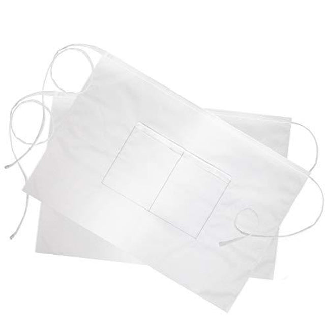 Syntus White 2 Pack 2 Pockets Water Drop Resistant Waitress Waist Apron, 19-inch