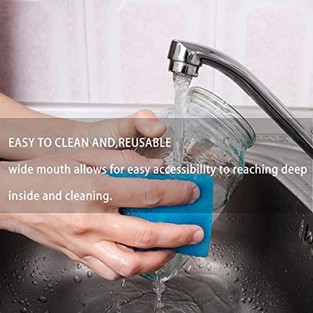 Mason Jar Cups, Mason Jars With Handle And Lids, Mason Jar Drinking Glasses, Glass Mason Jar Mugs 16 oz –12 Pack