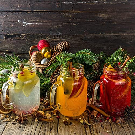 Mason Jar Cups, Mason Jars With Handle And Lids, Mason Jar Drinking Glasses, Glass Mason Jar Mugs 16 oz –12 Pack