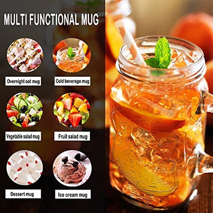 Mason Jar Cups, Mason Jars With Handle And Lids, Mason Jar Drinking Glasses, Glass Mason Jar Mugs 16 oz –12 Pack