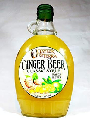 Ginger Beer Soda Syrup by Taylor & Terra- A robust and spicy real ginger, honey & pineapple blend. (12 fl oz, Glass Bottle) (Classic Ginger, 12 fl oz)