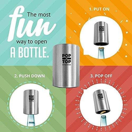 Pop-the-Top beer bottle opener - Push down, pop off. No Damage to Bottlecaps by TaZa