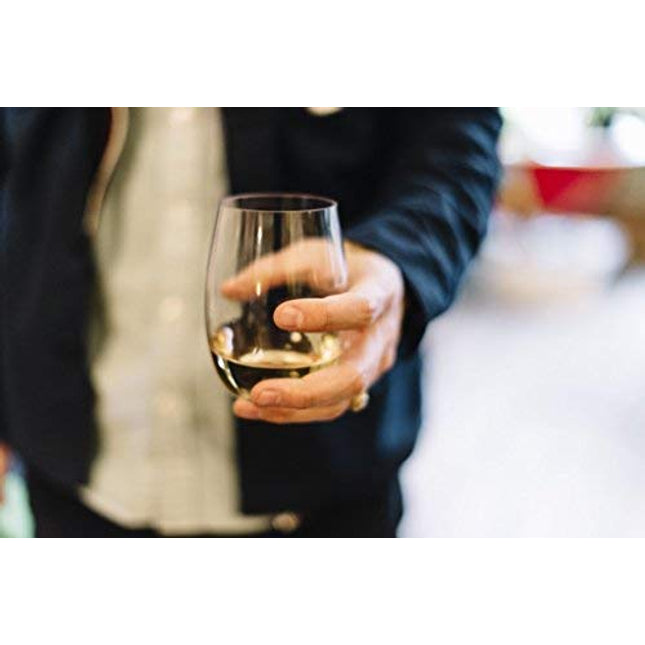 TaZa Unbreakable Stemless Wine Glasses: Elegant Shatterproof Tritan Plastic Outdoor Cups with Weighted Base | Dishwasher-Safe | Smooth Rims | 16 Ounce | Set of 4