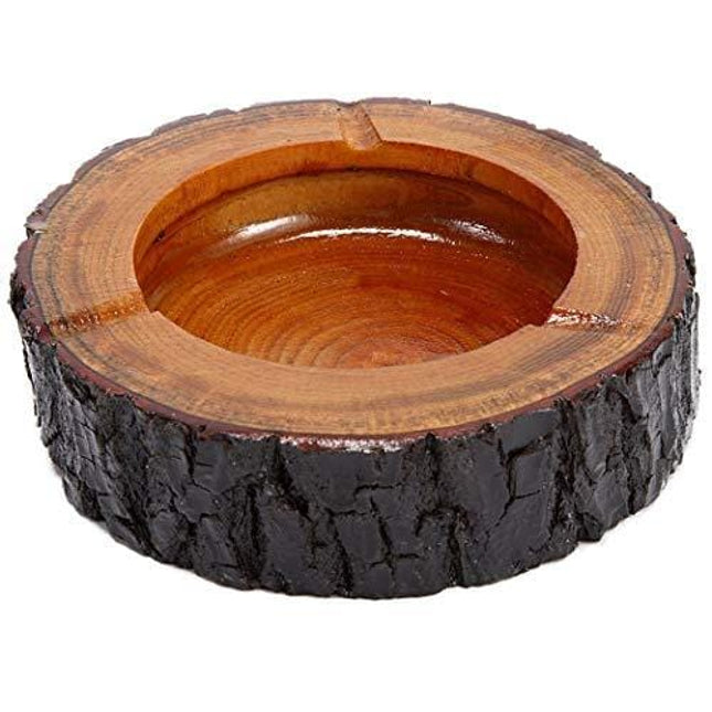 Teagas 5.5" Round Original Wooden Cigarette Ashtray Outdoors and Indoors Ash Tray