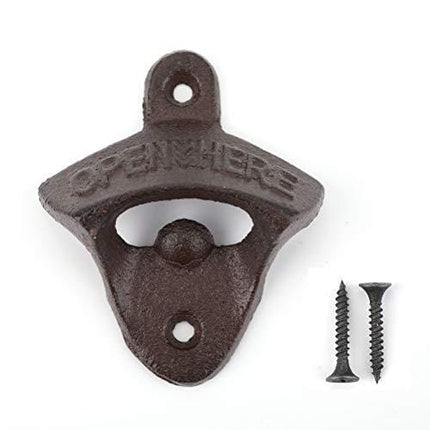 Tebery 12 Pack Cast Iron Wall Mounted Bottle Opener with Screws for Beer Cap Coke Bottle