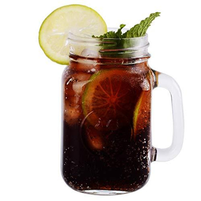 Tebery 9 Pack Old Fashioned Drinking Glass County Fair Glass Drinking Jars 16oz Mason Mugs with Handle and Straws
