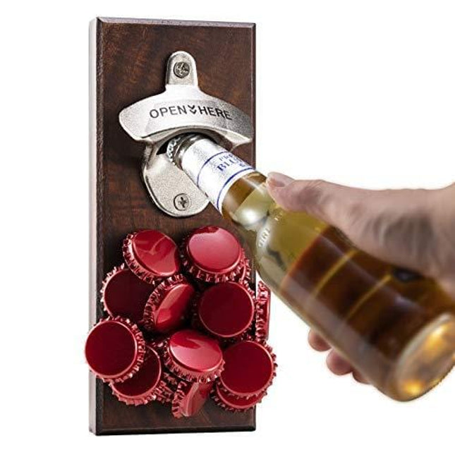 Gifts for Men Dad Husband, Magnetic Bottle Opener Wall Mounted Cap Catcher, Anniversary Birthday Gifts for Men Him Boyfriend Teen Boy, Cool Gadget
