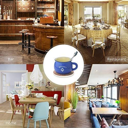 Teivio Absorbing Stone Mandala Coasters for Drinks Cork Base, with Holder, for Friends, Men, Women, Funny Birthday Housewarming, Apartment Kitchen Room Bar Decor, Suitable for Wooden Table, Set of 8