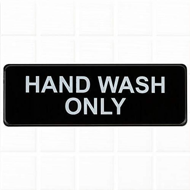 Hand Wash Only Sign - Black and White, 9 x 3-inches Hand Wash Only Sink Sign, Restaurant Compliance Signs by Tezzorio