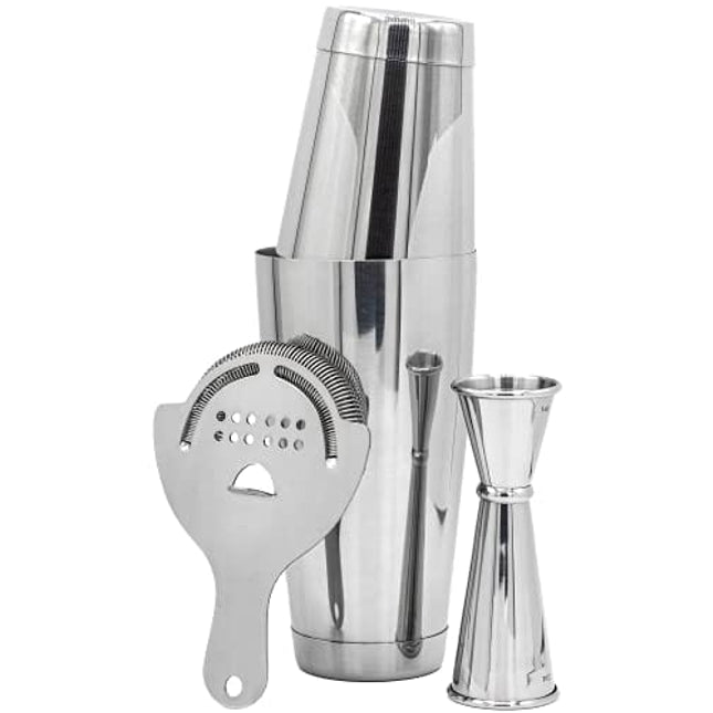 The Art of Craft Professional Bartender Kit: Stainless Steel Cocktail Shaker Set, Weighted Boston Shaker Tins, Hawthorne Strainer, Japanese Jigger, Home Bar Tool Set, Drink Mixing Set