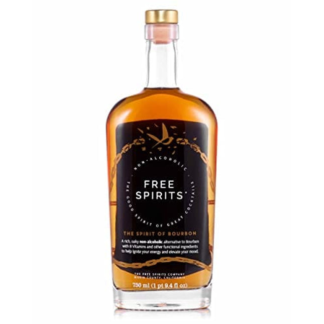Free Spirits | The Spirit of Bourbon | Award Winning Non-Alcoholic Spirit for Cocktails | Oak-Caramel Nose, Only 5 Calories, Vegan & Gluten-Free with Mood Lifting Vitamins | 750 ml