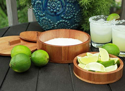 The Lunga Collection Margarita Salt Rimmer with Lid for LARGE Glasses - Cocktail Glass Rimmer With Garnish Bowl - Set for Cocktails