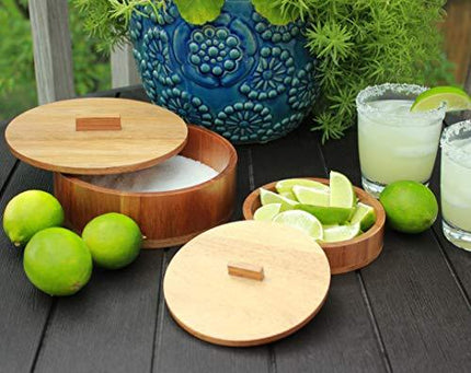 The Lunga Collection Margarita Salt Rimmer with Lid for LARGE Glasses - Cocktail Glass Rimmer With Garnish Bowl - Set for Cocktails