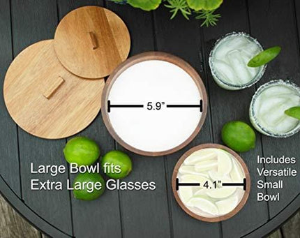 The Lunga Collection Margarita Salt Rimmer with Lid for LARGE Glasses - Cocktail Glass Rimmer With Garnish Bowl - Set for Cocktails