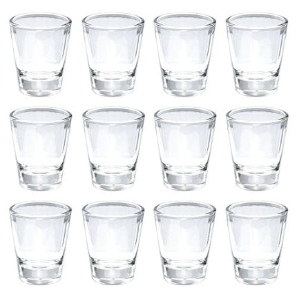 Thirsty Rhino Karan, Round 1.5 oz Shot Glass with Heavy Base, Clear Glass, Set of 12