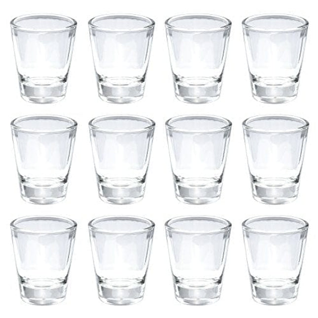 Thirsty Rhino Karan, Round 1.5 oz Shot Glass with Heavy Base, Clear Glass, Set of 12