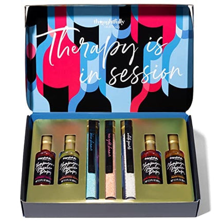 Thoughtfully Cocktails, Champagne and Prosecco Therapy Cocktail Mixer Gift Set, Includes 4 Flavored Champagne Toppers, 2 Cocktail Shimmers and Peach Edible Pearl Cocktail Garnish (Contains NO Alcohol)