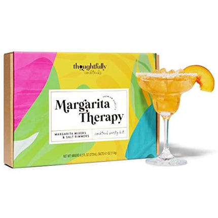 Thoughtfully Cocktails, Margarita Cocktail Therapy Gift Set, Pre-Measured Single Serve Mixers, Includes 4 Fruit Flavored Margarita Mixers and 3 Flavored Rimming Salts, Set of 7 (Contains NO Alcohol)