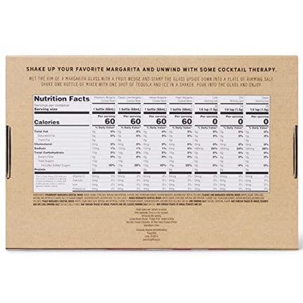 Thoughtfully Cocktails, Margarita Cocktail Therapy Gift Set, Pre-Measured Single Serve Mixers, Includes 4 Fruit Flavored Margarita Mixers and 3 Flavored Rimming Salts, Set of 7 (Contains NO Alcohol)