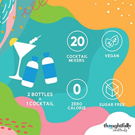 Thoughtfully Cocktails, Mix and Match Skinny Cocktail Mixers in Glass Bottles, Vegan and Vegetarian, Combine Two Bottles for a Delicious Sugar-Free Cocktail Mixer, Pack of 20 (Contains NO Alcohol)