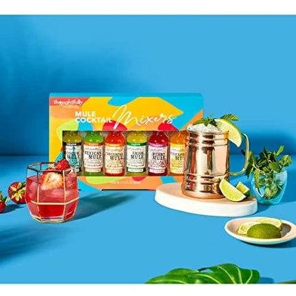Thoughtfully Cocktails, Mule Master Cocktail Mixer Set, Vegan and Vegetarian, Flavors Include Moscow, Berry and more, Set of 6 (Contains No Alcohol)
