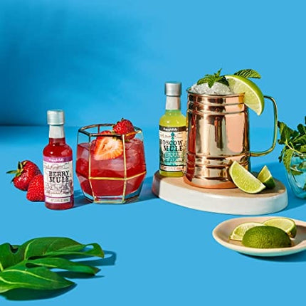 Thoughtfully Cocktails, Mule Master Cocktail Mixer Set, Vegan and Vegetarian, Flavors Include Moscow, Berry and more, Set of 6 (Contains No Alcohol)