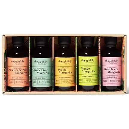 Thoughtfully Cocktails, Naturally Flavored Margarita Mixers in Glass Bottles, Vegan and Vegetarian, Pre-Measured, Single-Serve Mixers for the Right Pour Every Time, Pack of 5 (Contains NO Alcohol)