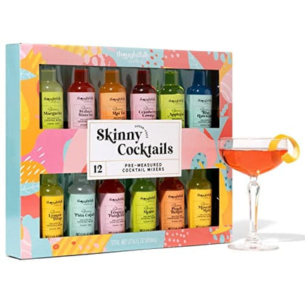 Thoughtfully Cocktails, Skinny Cocktail Mixer Set, Vegan and Vegetarian, Flavors Include Margarita, Moscow and More, Set of 12 (Contains NO Alcohol)