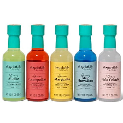 Thoughtfully Cocktails, Skinny Cocktail Mixer Variety Set, Vegan and Vegetarian, Sugar-Free Mixers are Pre-Measured for a Single Serving and the Right Pour Every Time, Pack of 5 (Contains NO Alcohol)