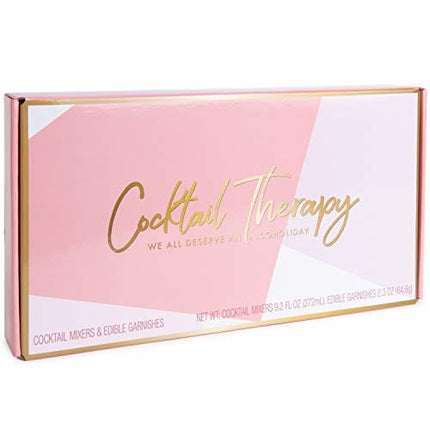 Thoughtfully Gifts, Cocktail Therapy Gift Set, Includes 4 Cocktail Mixers and Edible Pearl, Rose Petal and Confetti Garnishes (Contains NO Alcohol)