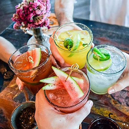 Thoughtfully Gifts, Cocktail Therapy Gift Set, Includes 4 Cocktail Mixers and Edible Pearl, Rose Petal and Confetti Garnishes (Contains NO Alcohol)