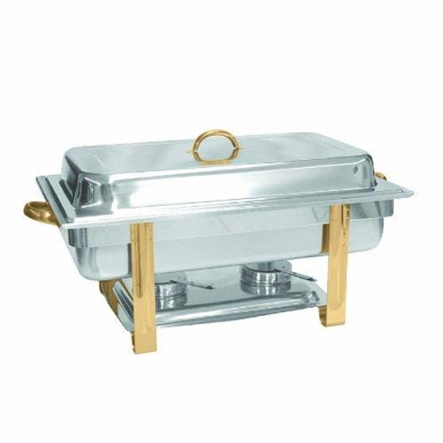 Excellanté Stainless Steel 8 Quart Gold Accented Oblong Chafer
