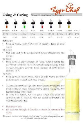 Tiger Chef 1 OZ Measured Liquor Pourer Tail with Collar Liquor Spout Pourer (Pack of 12)