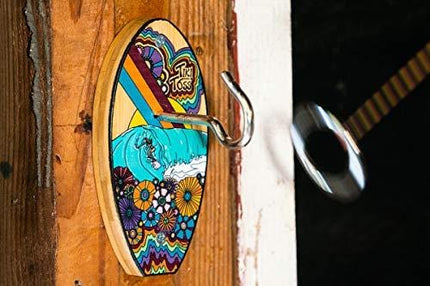 Hook and Ring Toss Short Board (Flowerchild Edition) - Indoor or Outdoor Family Fun Game for Kids and Adults