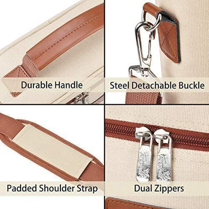 Tirrinia 4 Bottle Wine Carrier - Insulated Padded Portable Versatile Canvas Carrying Cooler Tote Bag for Travel, BYOB Restaurant, Wine Tasting, Party, Christmas Gift for Wine Lover, Beige